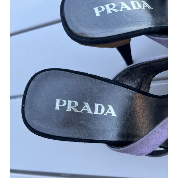 Prada Suede Color Block Put Out Heeled Sandals - Size 36.5/ US 5.5 - Multic - Picture 8 of 10